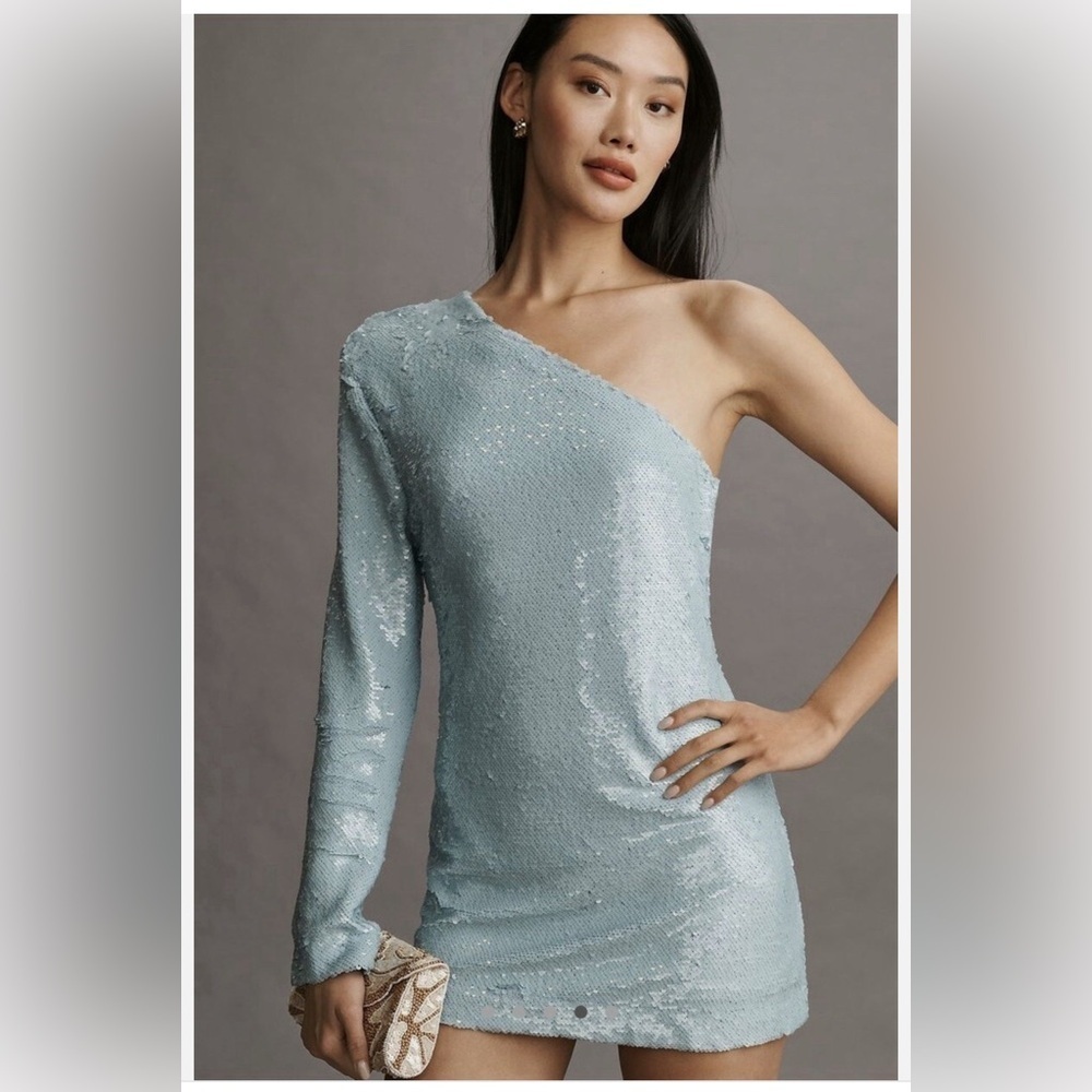NEW Sabina Musayev Sherri Sequin Mini Dress Blue Club Party Cocktail Date
